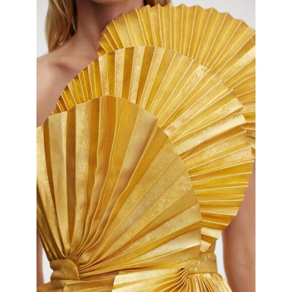 ACLER ABBOTSFORD GOLD MINI DRESS - Size 8 - Picture 9 of 11